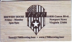 beer business card from 1781 Brewing Co.  ( VA-1700-BIZ-1 )