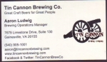 beer business card from Tradition Brewing Co. ( VA-TINC-BIZ-2 )