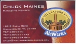 beer business card from Williamsburg Brewing Co ( VA-WALE-BIZ-1 )