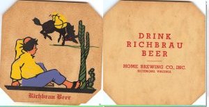 beer coaster from Home Republic Brewing Co.  ( VA-HOME-3C )