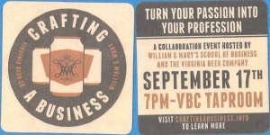 beer coaster from Virginia Brewing Co. Inc. ( VA-VBRC-5 )