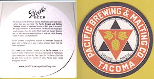 beer coaster from Pacific Crest Brewing Co. ( WA-PABM-3 )