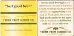 beer coaster from Yakima Valley Brewing Co. ( WA-YAKC-1 )