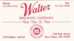 beer business card and similar from Walter Bros. Brewing Co. ( WI-WALE-BIZ-2 )