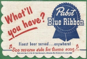 beer napkin from Pabst MKE Brewery (Captain Pabst Pilot House) ( WI-PAB-NAP-5 )