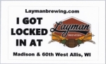 beer sticker from Lazy Monk Brewing ( WI-LAYM-STI-1 )