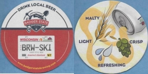 beer coaster from Balsam Lake Brewery & Market ( WI-BADG-13 )