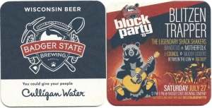 beer coaster from Balsam Lake Brewery & Market ( WI-BADG-16 )