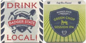 beer coaster from Balsam Lake Brewery & Market ( WI-BADG-4 )