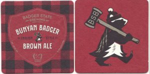 beer coaster from Balsam Lake Brewery & Market ( WI-BADG-8 )