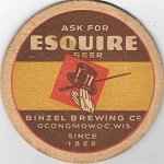 beer coaster from Binzel Brewery (J. Ph. Binzel Co.) ( WI-BIN-3 )