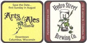 beer coaster from Indeed Brewing Co. ( WI-HYDR-3 )