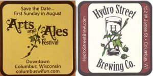 beer coaster from Indeed Brewing Co. ( WI-HYDR-4 )