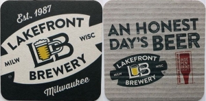 beer coaster from Layman Brewing ( WI-LAKE-25 )