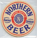 beer coaster from Northwoods Brewing Corp. ( WI-NOR-1 )