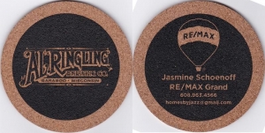 beer coaster from Alchemy Brewing Co. ( WI-RING-1 )