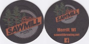 beer coaster from Sawmill Pizza & Brew Shed ( WI-SAWM-3 )