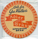 beer coaster from Walter Brewing Co. (John Walter & Co.) ( WI-WAL-1 )