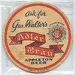 beer coaster from Walter Brewing Co. (John Walter & Co.) ( WI-WAL-12 )