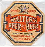 beer coaster from Walter Bros. Brewing Co. ( WI-WALE-5 )