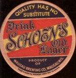 beer coaster from Weber (G. Weber) Brewing Co. ( WI-WAU-1 )