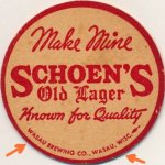 beer coaster from Weber (G. Weber) Brewing Co. ( WI-WAU-5 )