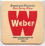 beer coaster from West Bend Brewing (West Bend Lithia Beer) Co. ( WI-WEBW-4 )