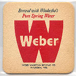 beer coaster from West Bend Brewing (West Bend Lithia Beer) Co. ( WI-WEBW-6 )